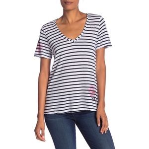 Michael Stars V neck Rose Striped Tee